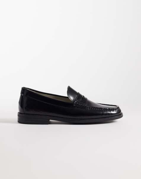 Jack & Jones - Leren penny loafers in zwart - view 1