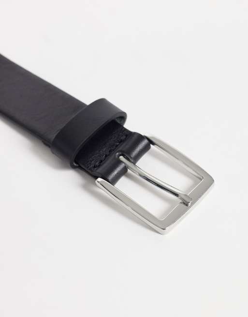 Jack & Jones - Leren riem met vierkante gesp in zwart, 3 van 3