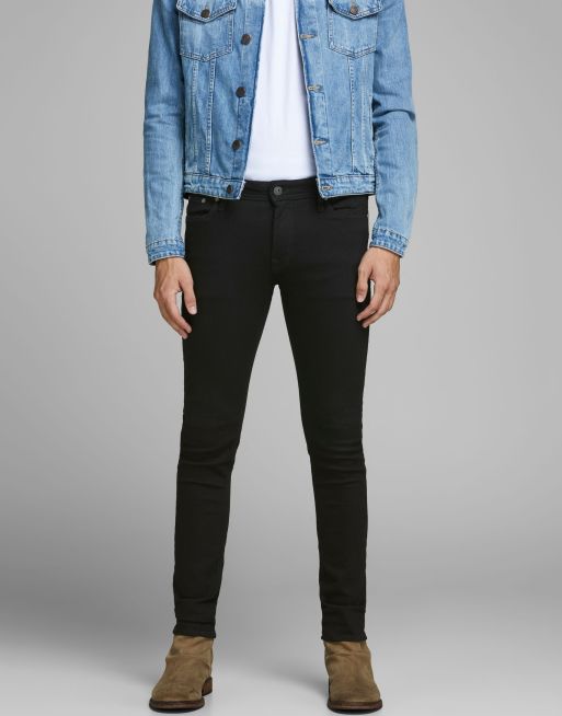 Jack & Jones – Liam – Czarne jeansy o obcisłym kroju