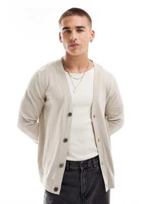 Jack & Jones light weight cardigan in beige-Neutral