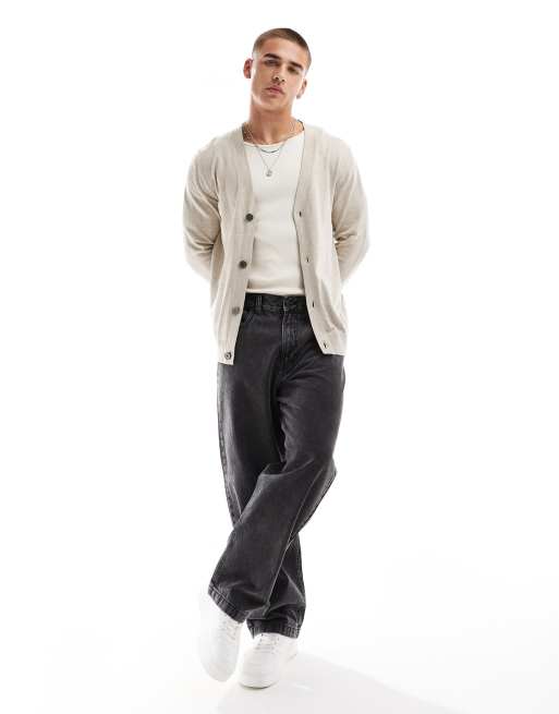 Jack & Jones light weight cardigan in beige, 4 of 4