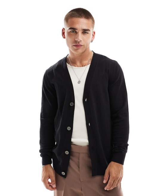 Jack Jones light weight cardigan in black ASOS