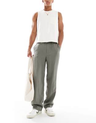 Jack & Jones lightweight drawstring pants in khaki - view 1