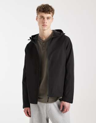 Jack & Jones lightweight hooded jacket in black