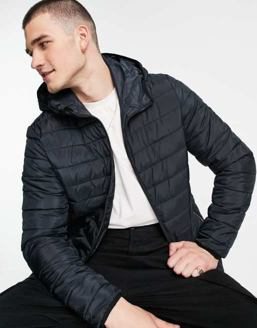 Jack & Jones JJVINCENT PUFFER HOOD - Veste d'hiver - black/noir 