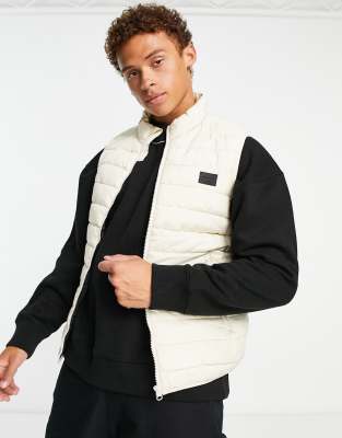 Jack & Jones lightweight vest in oatmeal-White