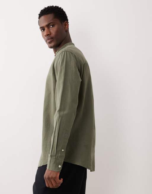 Jack & Jones linen blend overhead shirt in khaki, 4 of 5