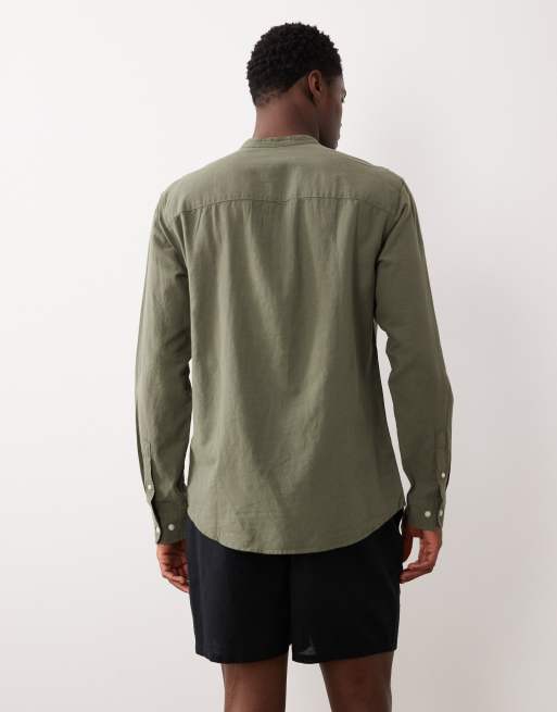 Jack & Jones linen blend overhead shirt in khaki, 5 of 5