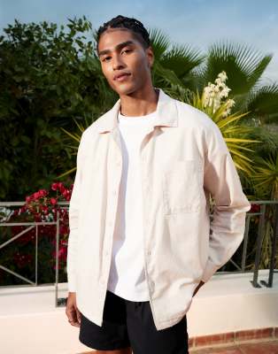 Jack & Jones Linen Blend Overshirt In Neutral