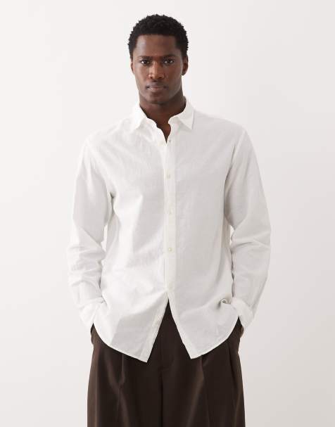 Jack & Jones linen blend regular shirt in white - view 1