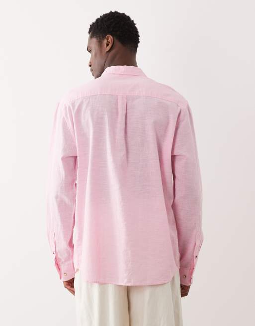 Jack & Jones linen blend shirt in pink, 3 of 5