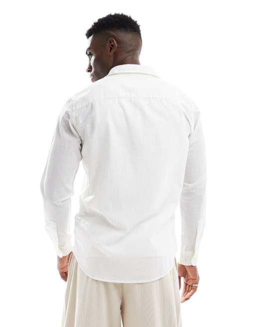 Jack & Jones linen blend shirt in white
