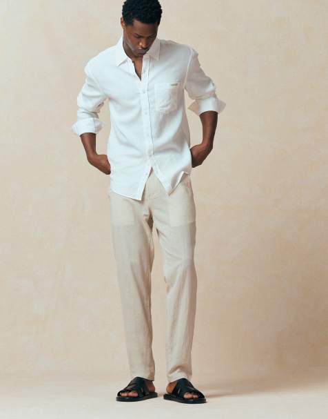 Jack & Jones linen blend trouser in beige