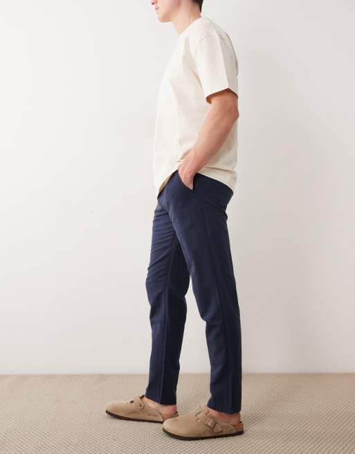 Jack & Jones linen blend trouser in navy, 3 of 5