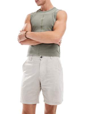 Jack & Jones Jack & Jones linen mix chino short in beige-Neutral