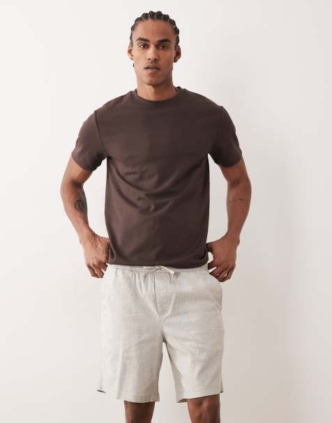 Jack & Jones linen mix drawstring shorts in khaki - view 1