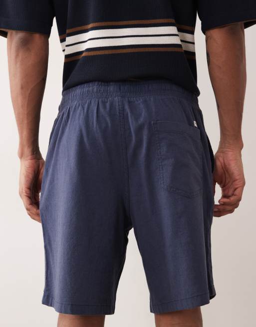 Jack & Jones linen mix drawstring shorts in navy, 4 of 5