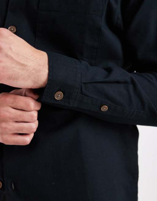 Jack & Jones linen mix overshirt in black, 5 of 5