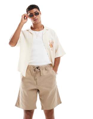 Jack & Jones linen mix short in beige-Neutral