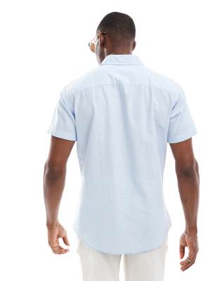 Shop Jack & Jones Linen Mix Short Sleeve Shirt