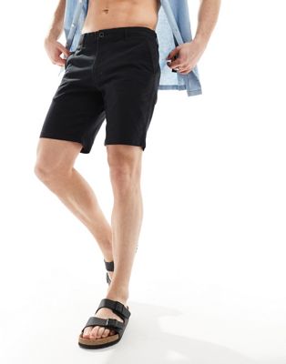 linen mix shorts in black