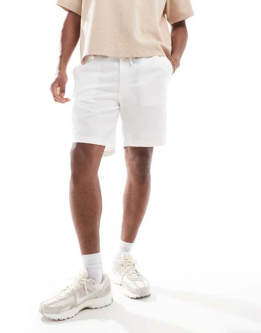 Jack & Jones linen mix shorts in white