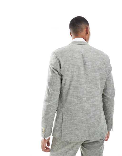 Jack & Jones linen mix suit jacket in green, 3 of 5