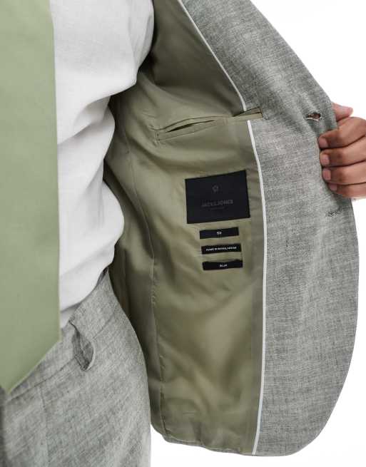 Jack & Jones linen mix suit jacket in green, 5 of 5