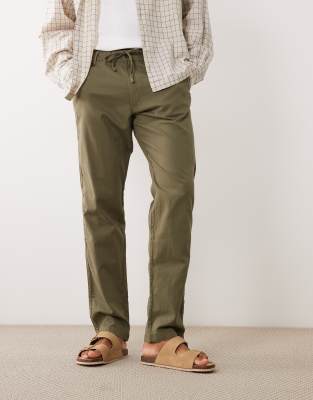 Jack & Jones Linen Mix Trousers In Green