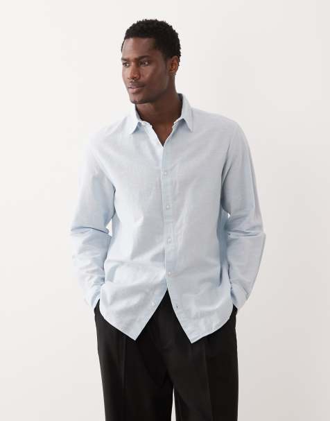 Jack & Jones linen blend regular shirt in light blue