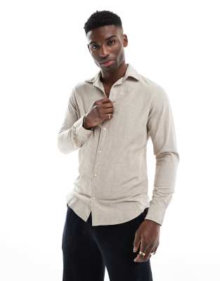 Jack & Jones Jack & Jones linen shirt in beige-Neutral