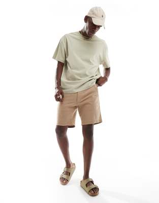Jack & Jones linen short in tan-Brown