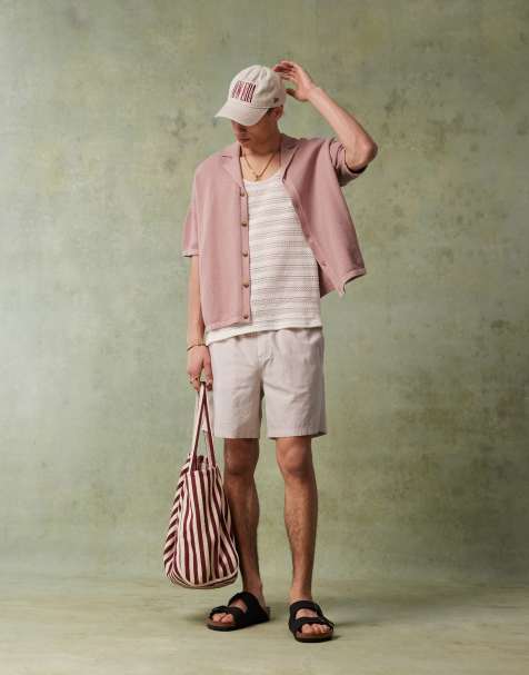 Jack & Jones linen shorts with drawstring in beige - view 1