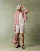 Abercrombie & Fitch short sleeve pattern embroid linen shirt in tan