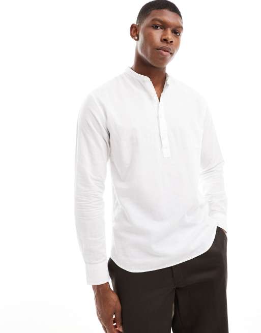 Jack & Jones - Linnen overhemd zonder sluiting in wit