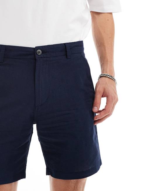 Jack & Jones - Linnenmix chinoshort in marineblauw, 2 van 5