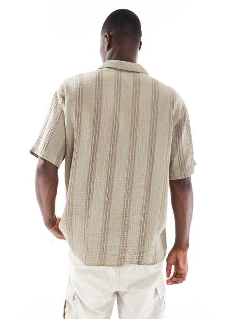 Jack & Jones – Ljusbrun, randig skjorta med platt krage och textur, 2 av 4