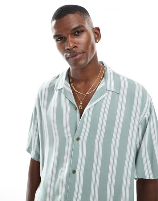 Jack & Jones – Ljusgrön, randig skjorta med korta ärmar och platt krage, 2 av 4