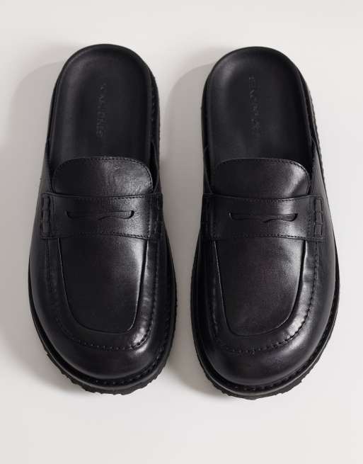 Jack & Jones – Loafer-Pantoletten aus Leder in Schwarz, 2 von 4