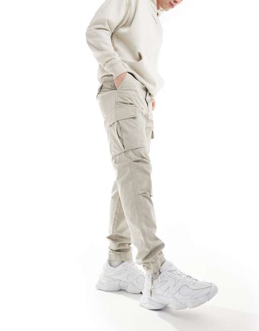 Jack & Jones – Locker geschnittene Cargohose in Beige  