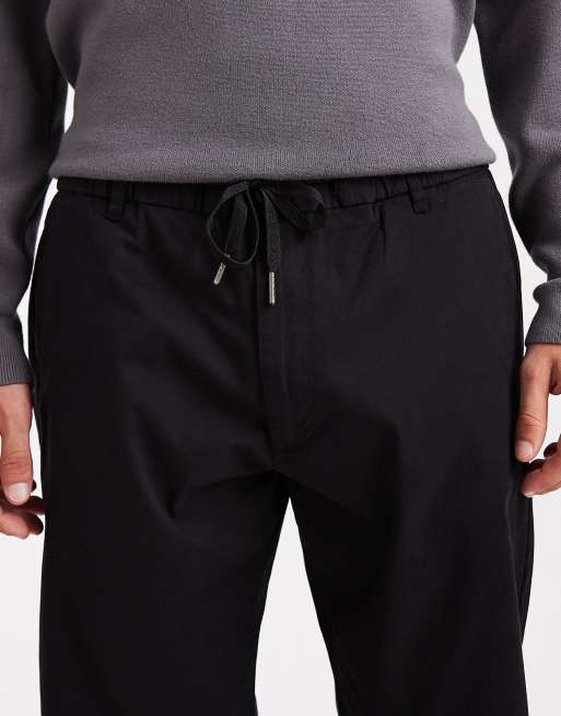 Jack & Jones – Locker geschnittene Chinohose mit Kordelzug in der Taille in Schwarz, 4 von 5