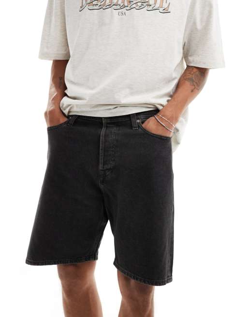 Jack & Jones – Locker geschnittene Jeans-Shorts in verwaschenem Schwarz 