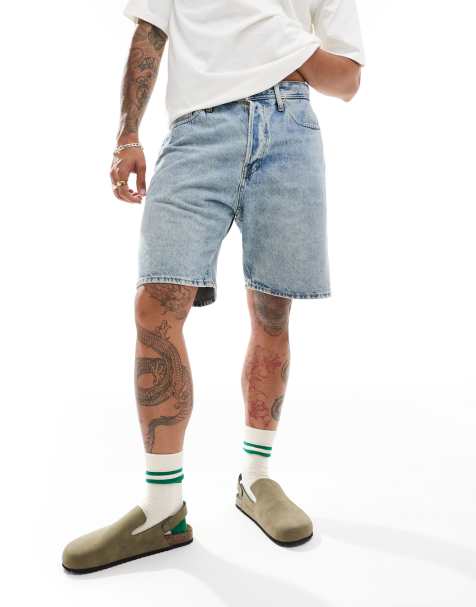 Jack & Jones – Locker sitzende Jeansshorts in Hellblau mit Acid-Waschung - view 1