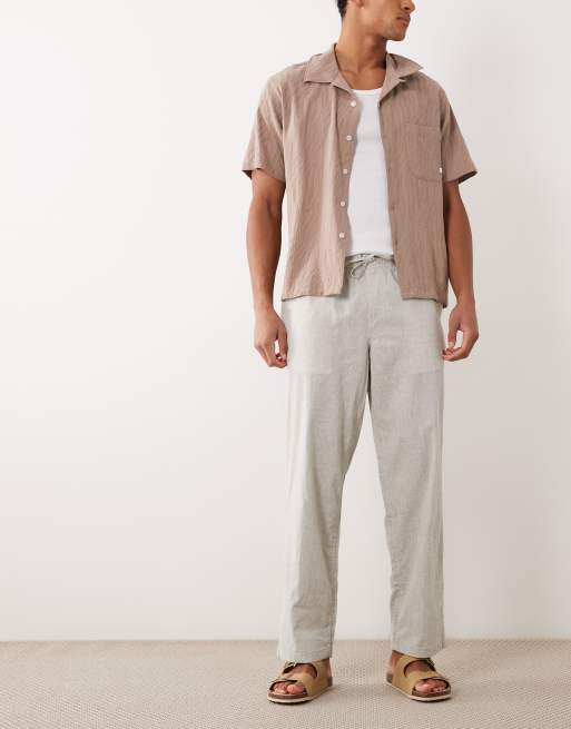 Jack & Jones – Lockere Hose aus Leinenmix in Beige mit Tunnelzug, 2 von 5