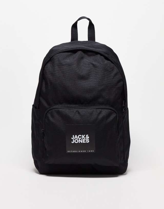 Jack & Jones logo backpack in black