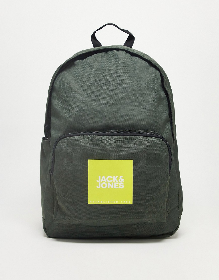 Jack & Jones Logo Backpack In Khaki-green