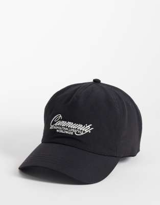 Jack & Jones Logo Baseball Cap In Black