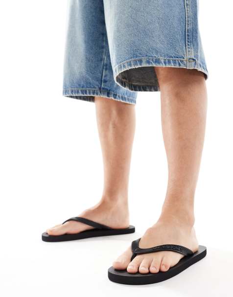 Jack & Jones logo flip flop in black - view 1
