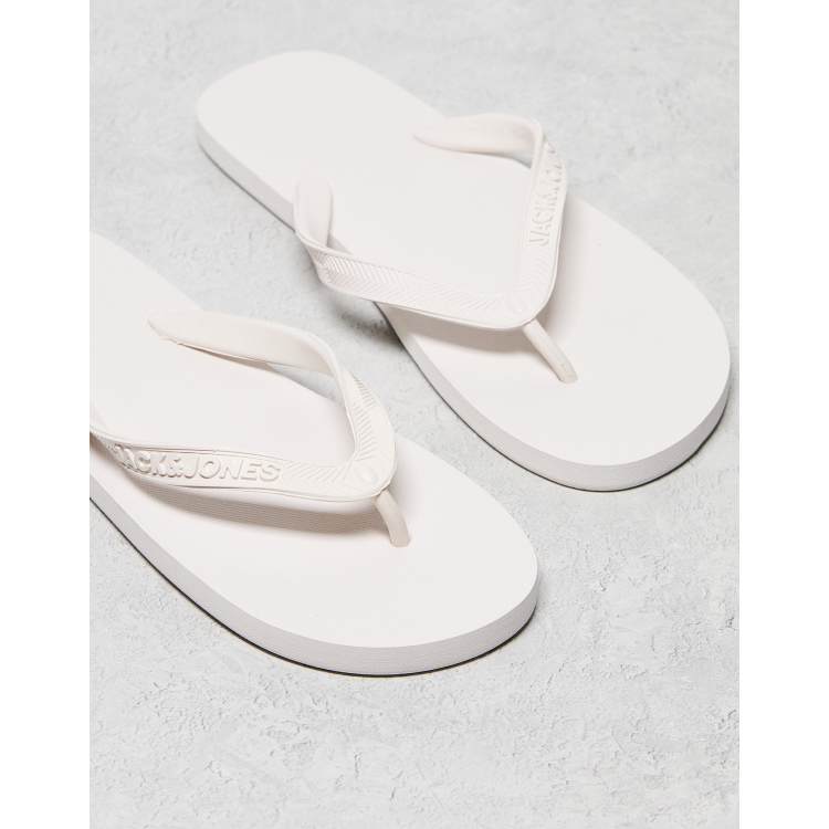 Jack & Jones logo flip flop in off white