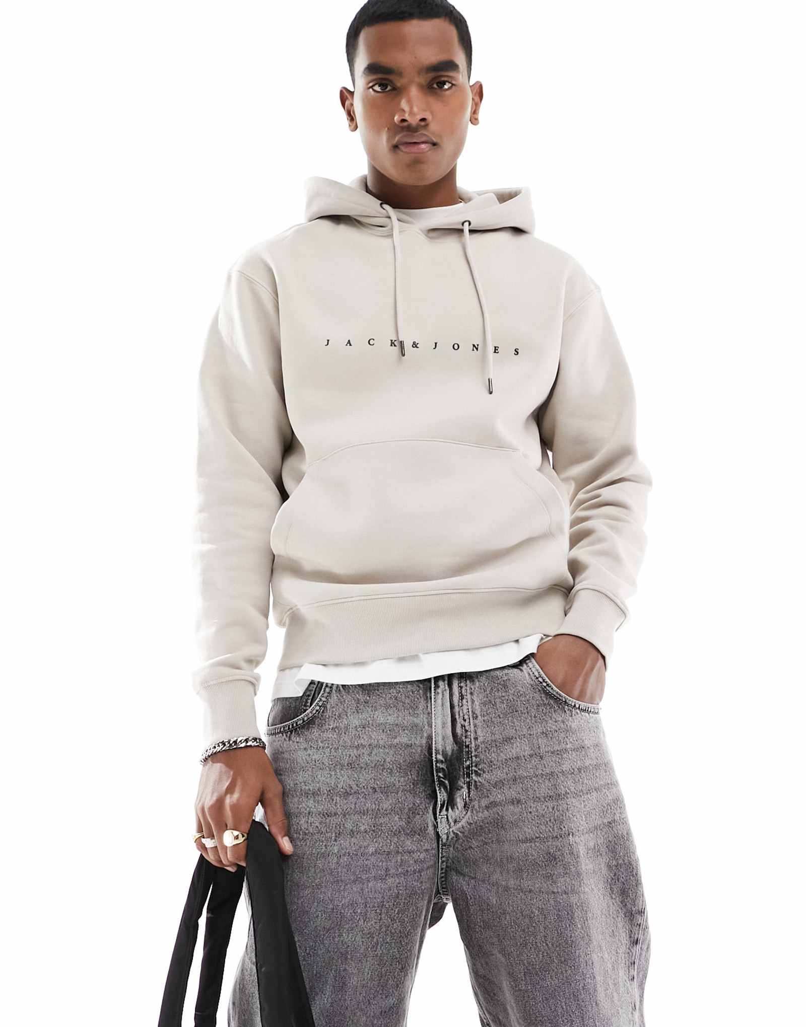 Толстовка с логотипом Jack &Jones бежевого цвета